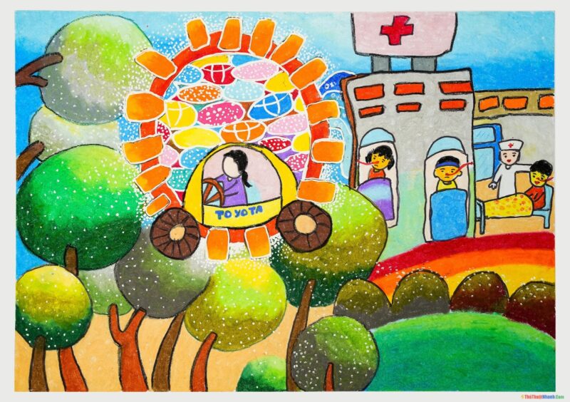 Vẽ tranh ô tô mơ ước toyota đơn giản mà đẹp