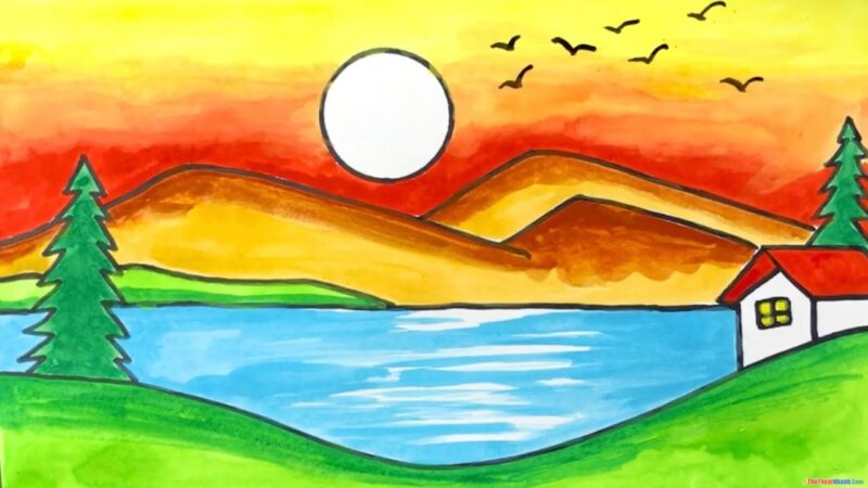 Vẽ tranh phong cảnh thiên nhiên tươi đẹp