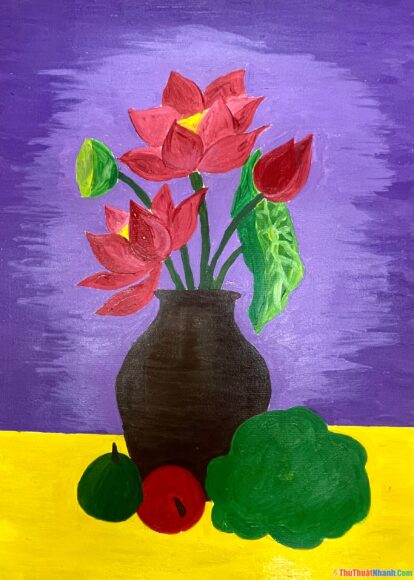 vẽ tranh tĩnh vật lớ 9 lọ hoa và quả
