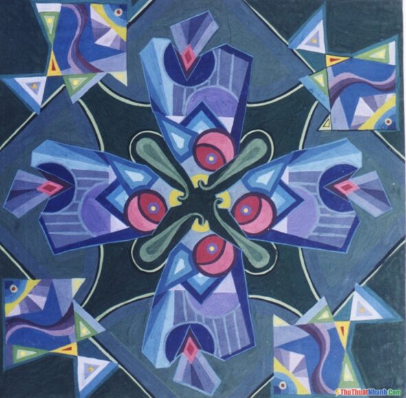 Vẽ tranh trang trí hình vuông họa tiết cách điệu