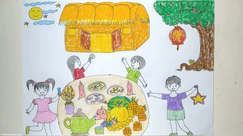 Vẽ tranh Trung Thu đơn giản cho bé