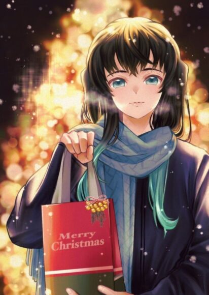 Hình ảnh Muichirou xách túi quà Noel