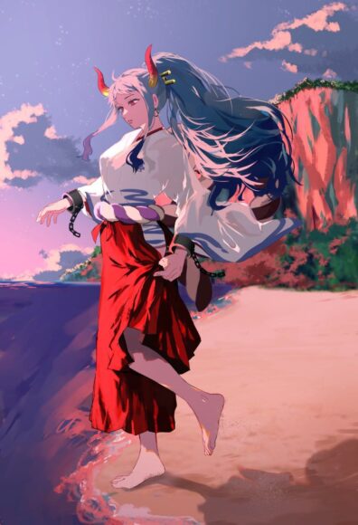 Hình ảnh Yamato bước đi trên bãi biển