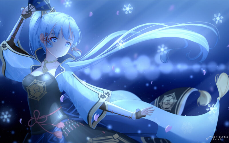 Hình ảnh Ayaka xinh đẹp và những bông hoa tuyết