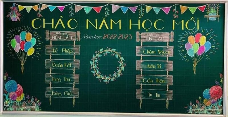 Mẫu trang trí bảng khai giảng độc đáo