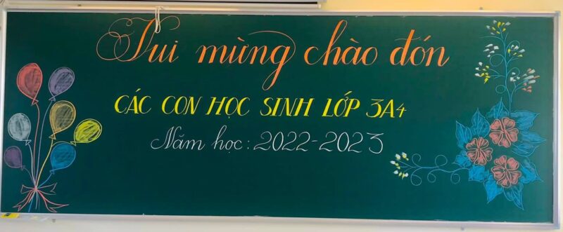 Mẫu trang trí bảng khai giảng năm học mới đơn giản mà đẹp