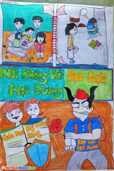 tranh vẽ bạo lực học đường đẹp nhất