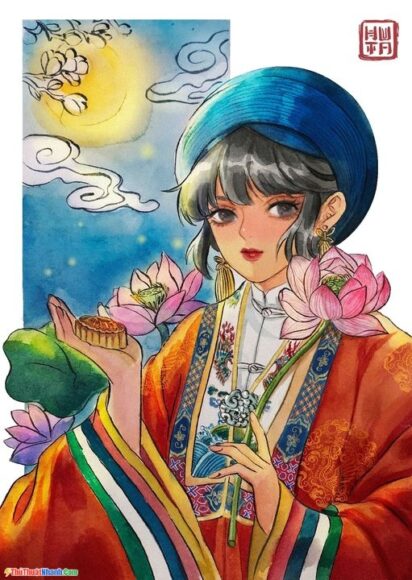 Vẽ tranh Trung Thu anime