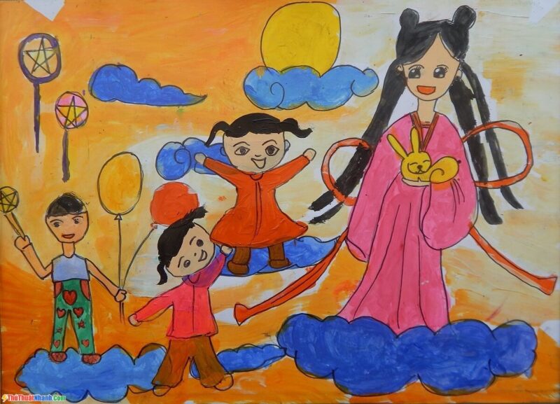 Vẽ tranh Trung Thu đơn giản mà đẹp
