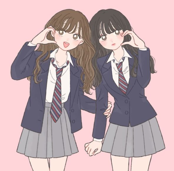 Hình ảnh avatar đôi bạn thân nữ anime