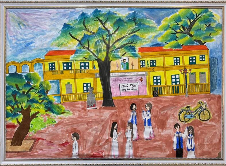 Tranh vẽ ngôi trường hiện đại