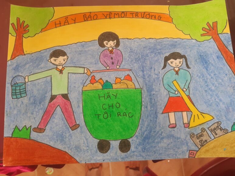 vẽ tranh cổ động tiêu dùng xanh học sinh bảo vệ môi trường