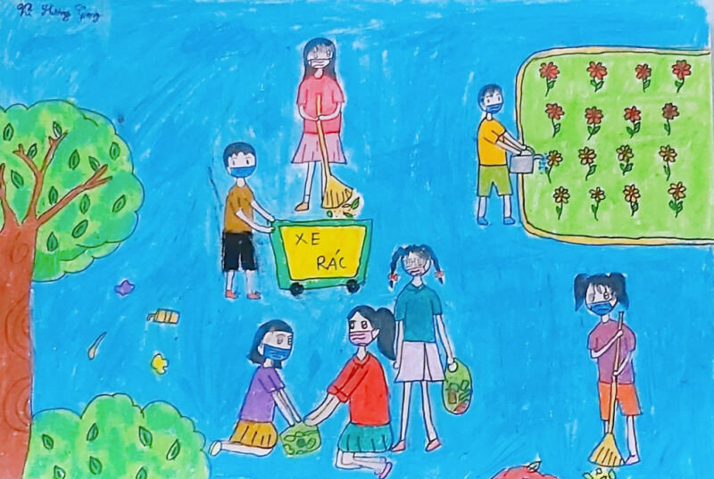 vẽ tranh đề tài tiêu dùng xanh học sinh bảo vệ môi trường