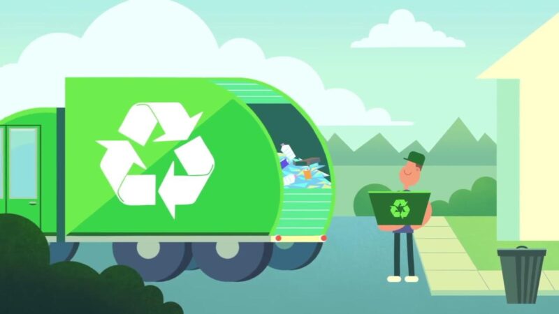 vẽ tranh đề tài tiêu dùng xanh xe rác tái chế