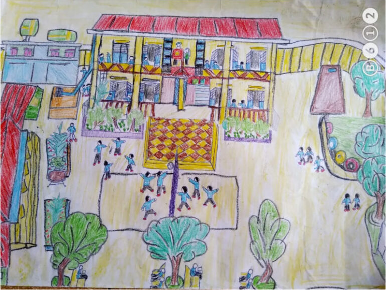 Vẽ tranh ngôi trường mơ ước đơn giản