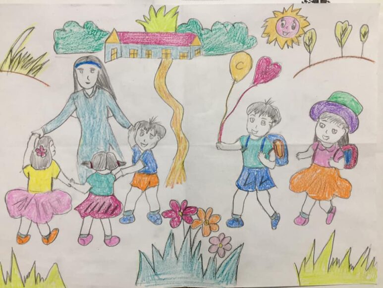 Vẽ tranh ngôi trường mơ ước đơn giản mà quá đẹp đẽ