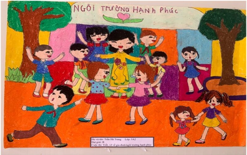 Vẽ tranh ngôi trường mơ ước hạnh phúc ngập tràn