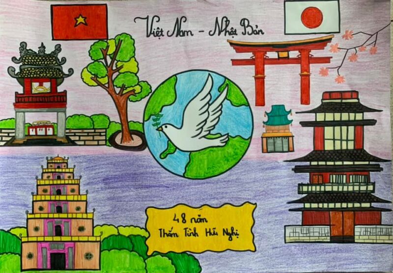 Vẽ tranh thắm tình hữu nghị Việt Nam - Nhật Bản 48 năm