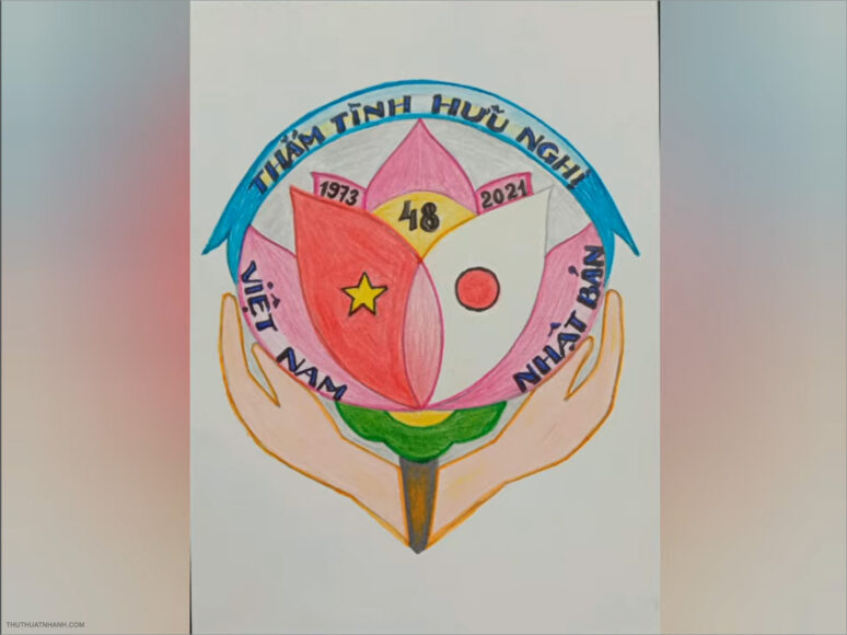 Vẽ tranh thắm tình hữu nghị Việt Nam - Nhật Bản cực kỳ đẹp