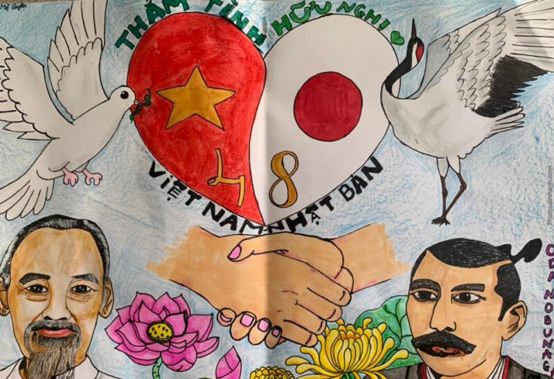 Vẽ tranh thắm tình hữu nghị Việt Nam - Nhật Bản đẹp nhất