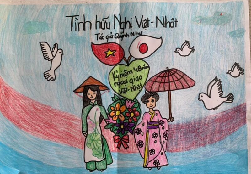 Vẽ tranh thắm tình hữu nghị Việt Nam - Nhật Bản đơn giản nhất