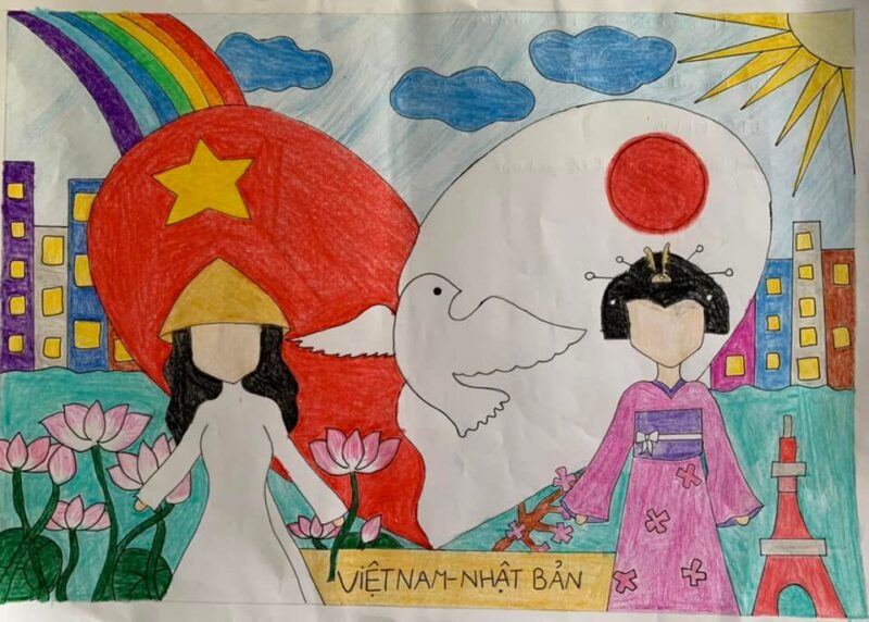 Vẽ tranh thắm tình hữu nghị Việt Nam - Nhật Bản gắn kết yêu thương