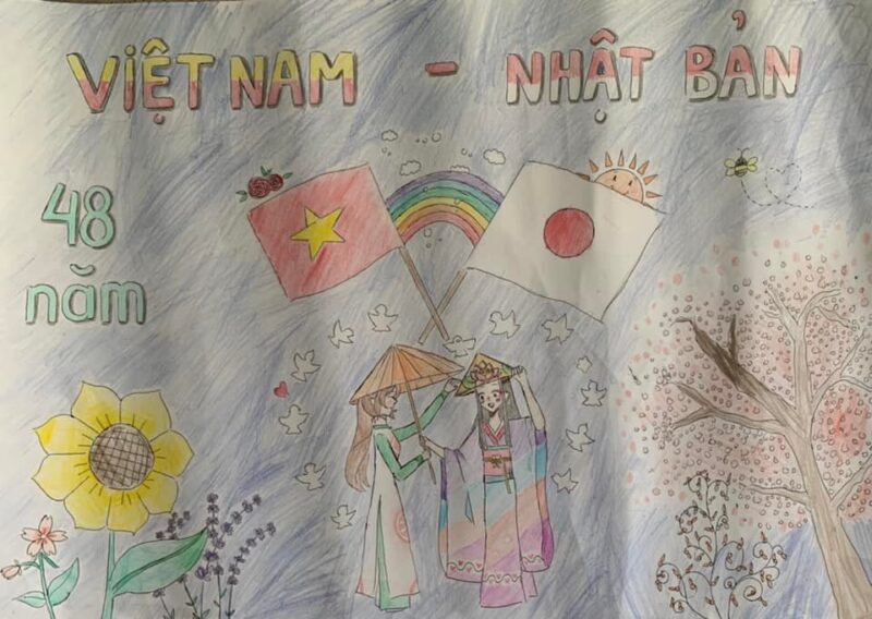 Vẽ tranh thắm tình hữu nghị Việt Nam - Nhật Bản tuyệt đẹp