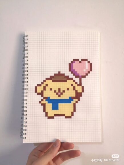 Vẽ tranh theo ô vuông cute chú chó đáng yêu