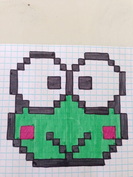 Vẽ tranh theo ô vuông cute ếch xanh