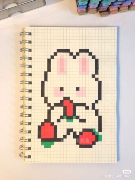 Vẽ tranh theo ô vuông cute Thỏ trắng