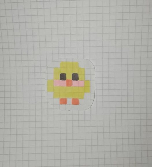 Vẽ tranh theo ô vuông cute Vịt