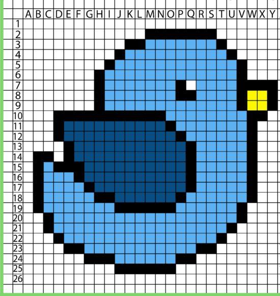 Vẽ tranh theo ô vuông cute vịt con dễ thương