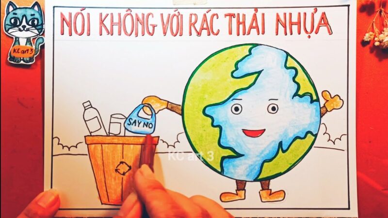 vẽ tranh tiêu dùng xanh say no với rác thải nhựa