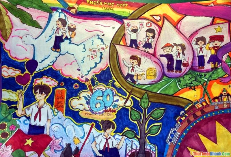 vẽ tranh thiếu nhi làm nghìn việc tốt đẹp, đơn giản nhất