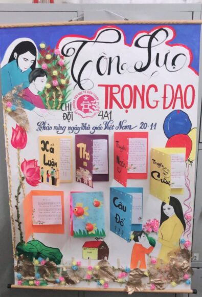 tranh vẽ chủ đề tôn sư trọng đạo dạng báo tường