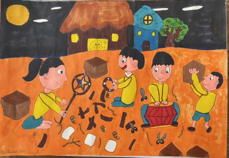 tranh vẽ kế hoạch nhỏ làm lồng đèn trung thu