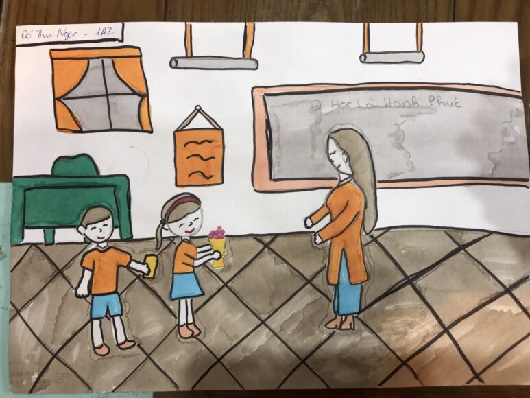 vẽ tranh chủ đề tôn sư trọng đạo đơn giản lớp 2