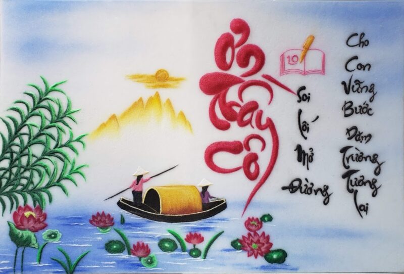 vẽ tranh chủ đề tôn sư trọng đạo viết chữ thư pháp