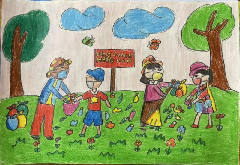 vẽ tranh đề tài kế hoạch nhỏ giữ gìn vệ sinh môi trường