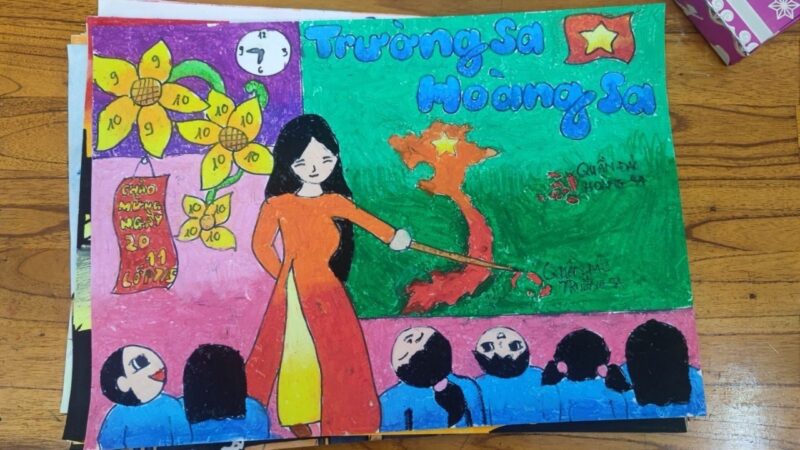 vẽ tranh đề tài tôn sư trọng đạo buổi học của lớp e