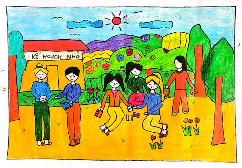 vẽ tranh kế hoạch nhỏ trao tặng sách vở