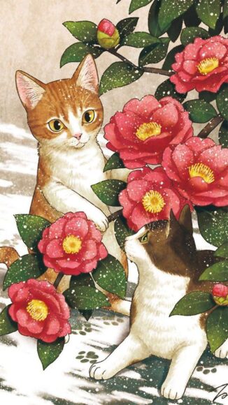 hình ảnh avatar mèo Tết đôi mèo quấn quít bên nhau