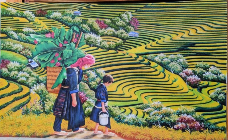 tranh vẽ hành trình mùa xuân lên rừng xuống biển ruộng bậc thang tuyệt đẹp