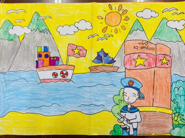 vẽ tranh đề tài hành trình mùa xuân lên rừng xuống biển đơn giản, đẹp nhất