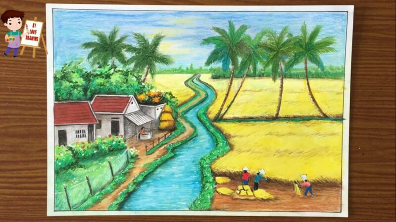 vẽ tranh hành trình mùa xuân lên rừng xuống biển bằng sáp màu đơn giản