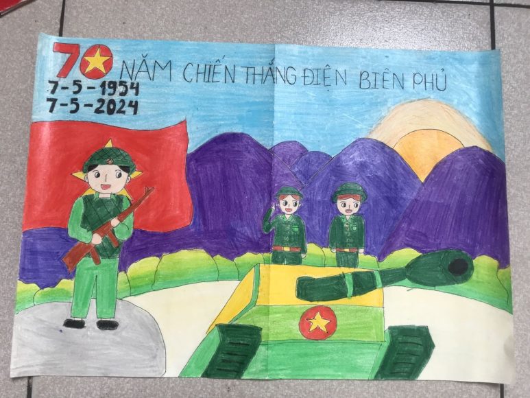 Vẽ tranh Chiến thắng Điện Biên Phủ đơn giản, dễ thương