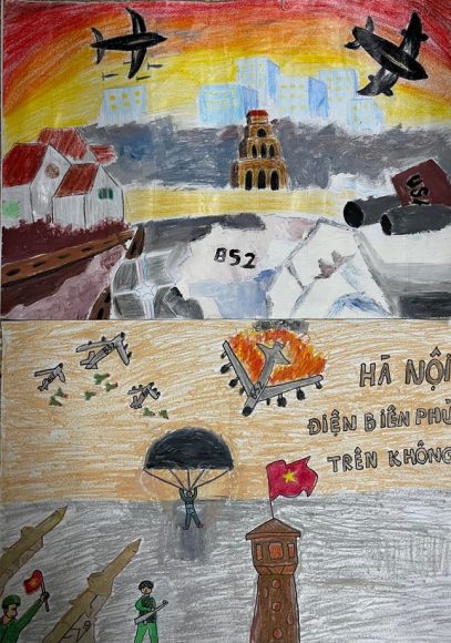vẽ tranh chiến thắng điện biên phủ trên không với các danh lam thắng cảnh của Hà Nội